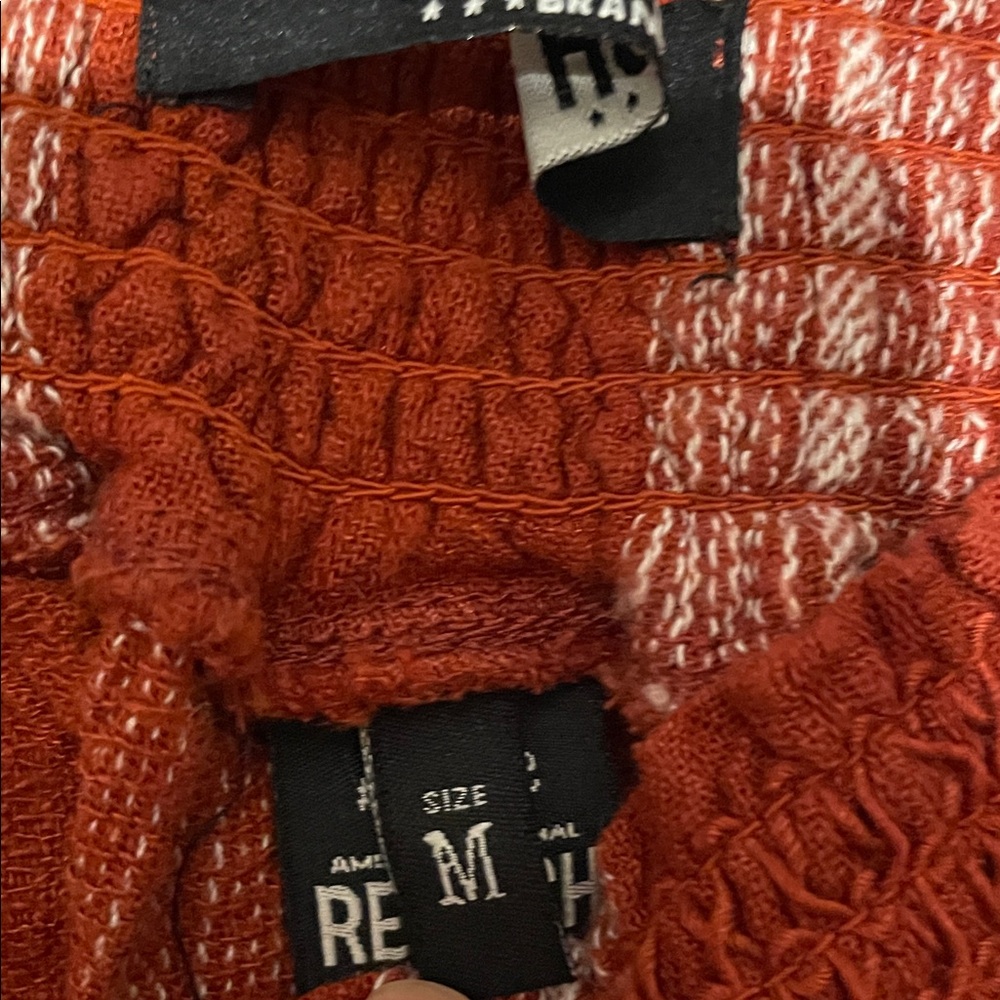 Rewash Orange and White Textured LinenPants - Picture 3 of 5